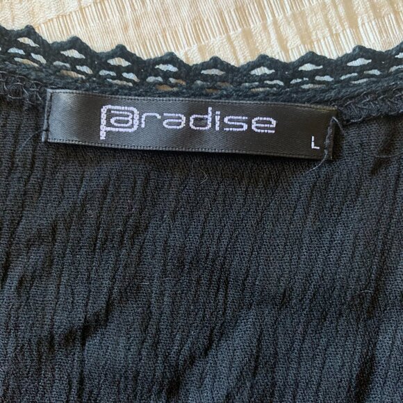 Black LaceTiered Maxi Dress Vest Sz L Whimsigoth Fairy Dark Feminine Cottagecore - Picture 5 of 7